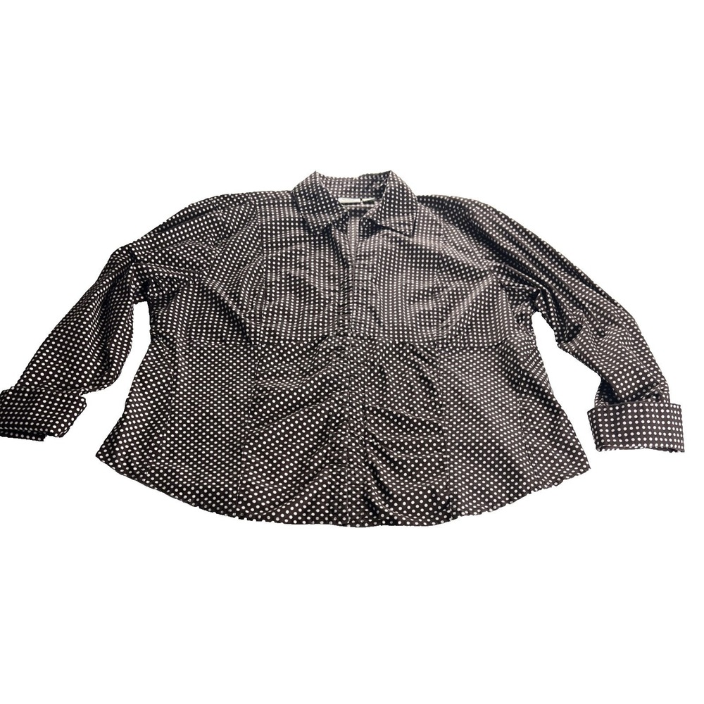 CATO Women's Top Blouse Size 14/16W Cotton Spandex Hook-Up Brown C06